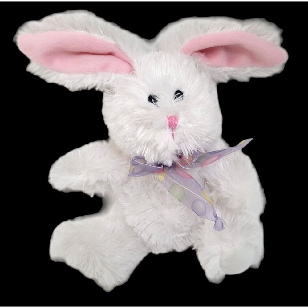 American Greetings Bunny Rabbit Plush Stuffed Animal 8"  White Bow Easter Spring